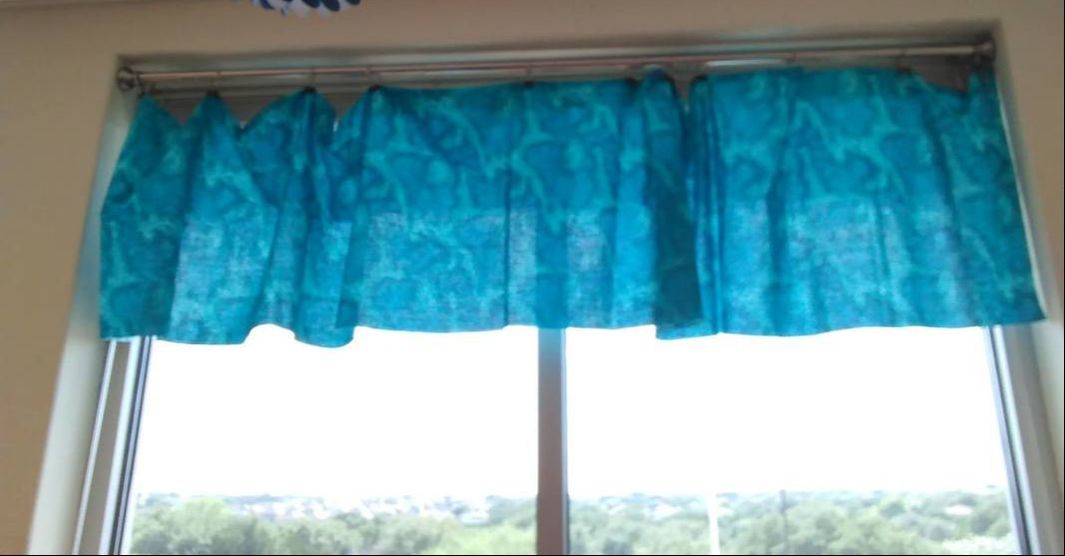 blue fabric class curtains